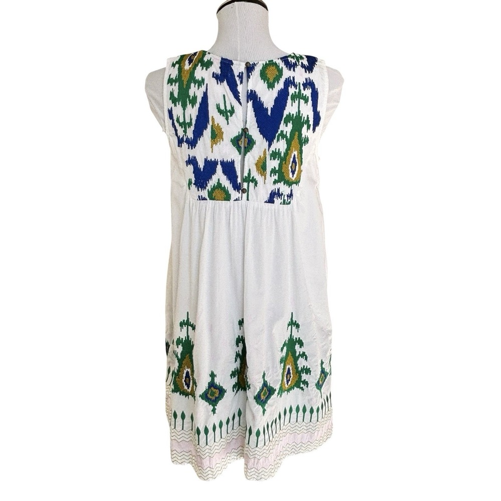 Anthropologie Vivienne Tunic White‎ Lined Dress Embroidered Detail Mini Medium - Picture 12 of 16